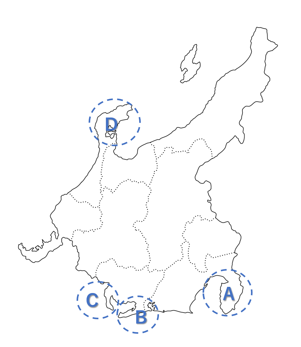 中部地方の半島、地理クイズ、都道府県クイズ、中学受験、チャレンジクイズ